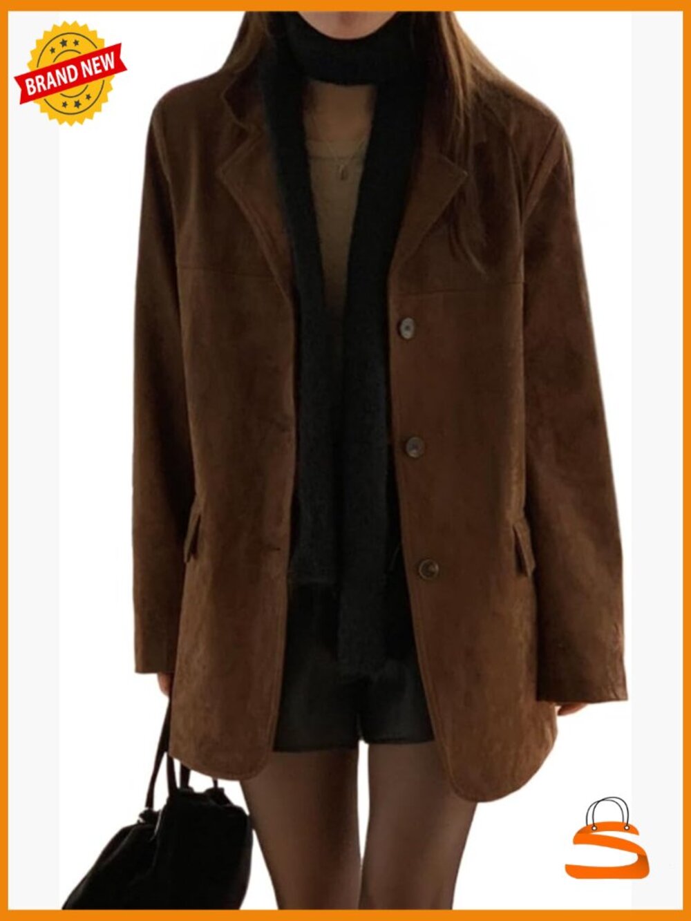 Faux Suede Overcoat Button Down Y2K Fall Winter Jacket Midi Length